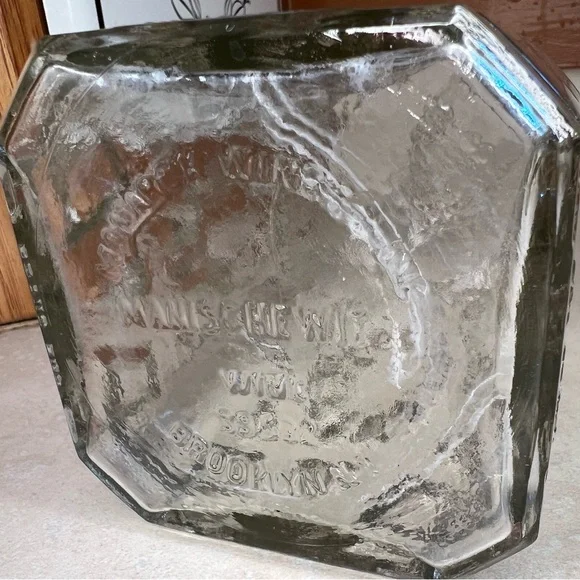 Vintage Clear Glass Manschewitz Monarch Wine Co. One Quart Decanter - Picture 5 of 9